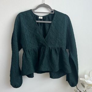 DARK GREEN BARELY WORN BLOUSE